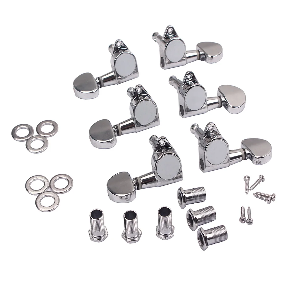 

1set Guitar Tuning Pegs 3L3R Heavy Duty Machine Heads For Electric Guitar Silver Tuning Keys Replacement