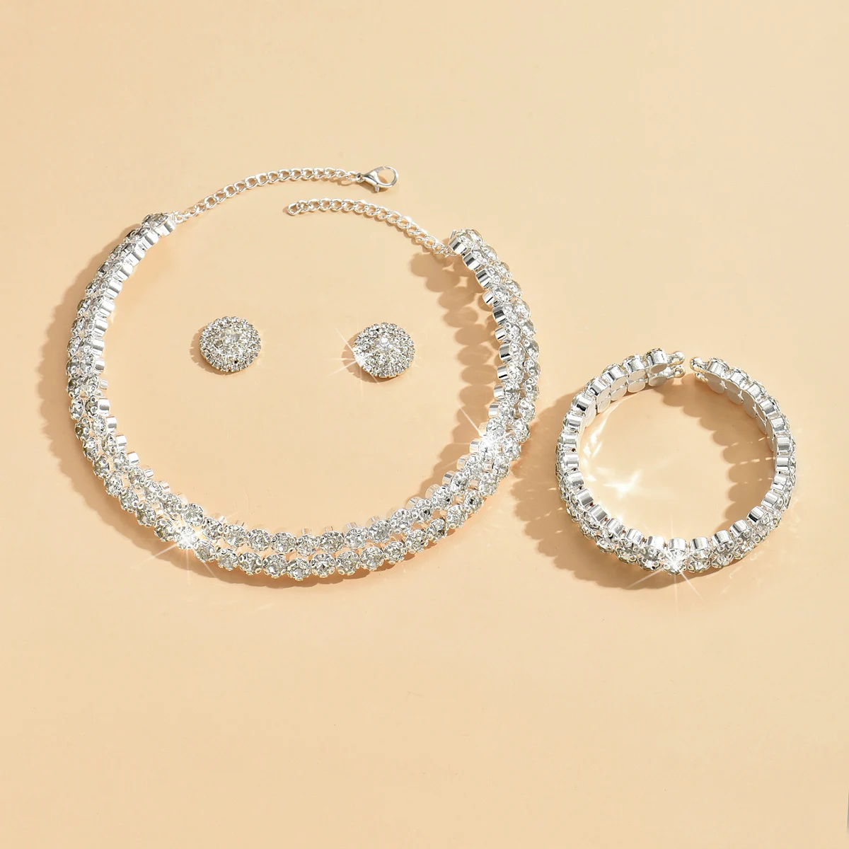 طقم مجوهرات للنساء من حجر الراين ، أقراط زفاف ، قلادة ، سوار ، حفلة ، أزياء فاخرة ، إكسسوارات ، 4 * * #5