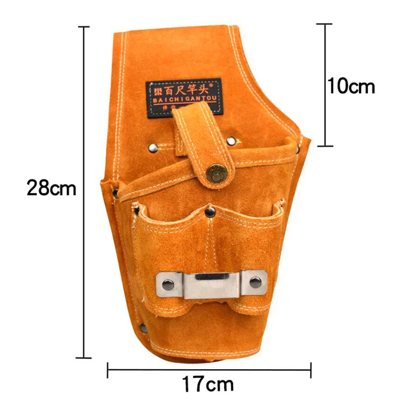 Portable Heavy Duty Drill Driver Holster Cordless Electrician Tool Bag Bit Holder Belt Pouch Waist Cordless Drill Storage Pocket