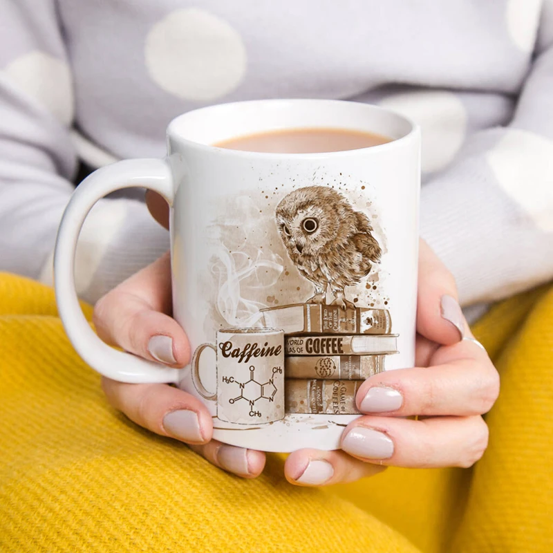 

The owl books Coffee Mug 11oz Creative Ceramic Milk Cup home Milk Cup Friends Birthday Coffee Mug