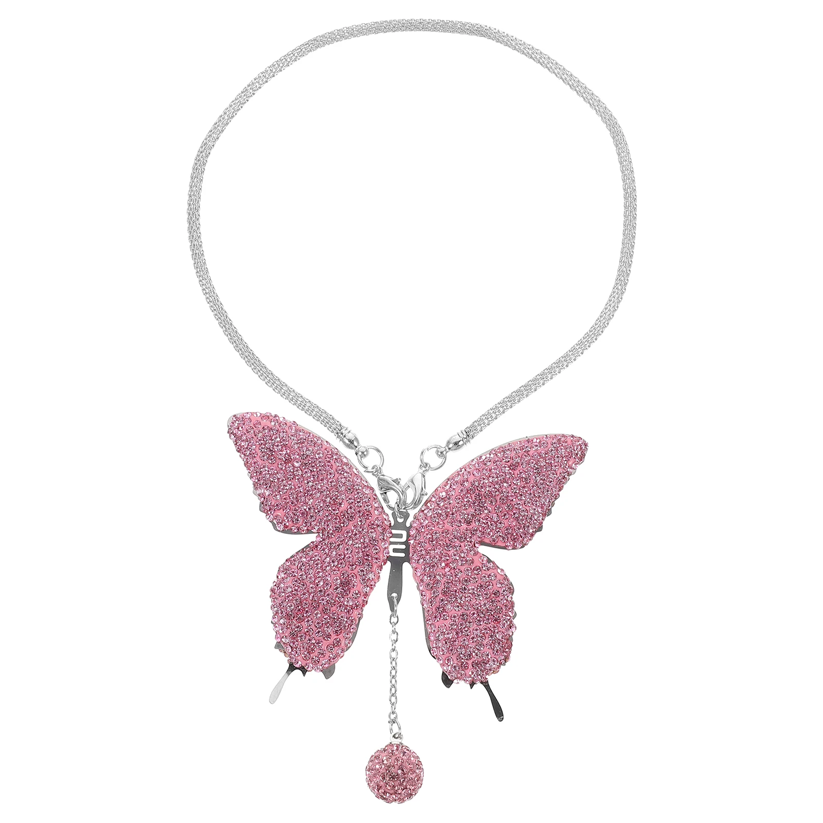 

Butterfly Rhinestone Pink Pendant Car Hanging Ornament Rearview Mirror Accessories Decorative Automobile Supplies