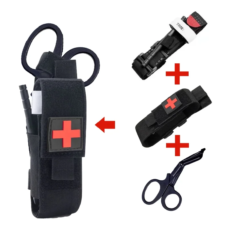

First aid kit, tourniquet, Molle survival kit, care stand, medical equipment, scissors, outdoor equipment kit