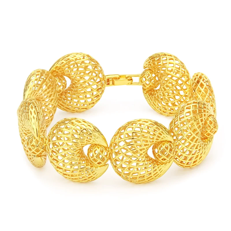 IVOG New Product Hollow Design Cuff Bangle For Women 18K Gold Plated Hollow Balls Chain Bracelet Fashionable Jewelry