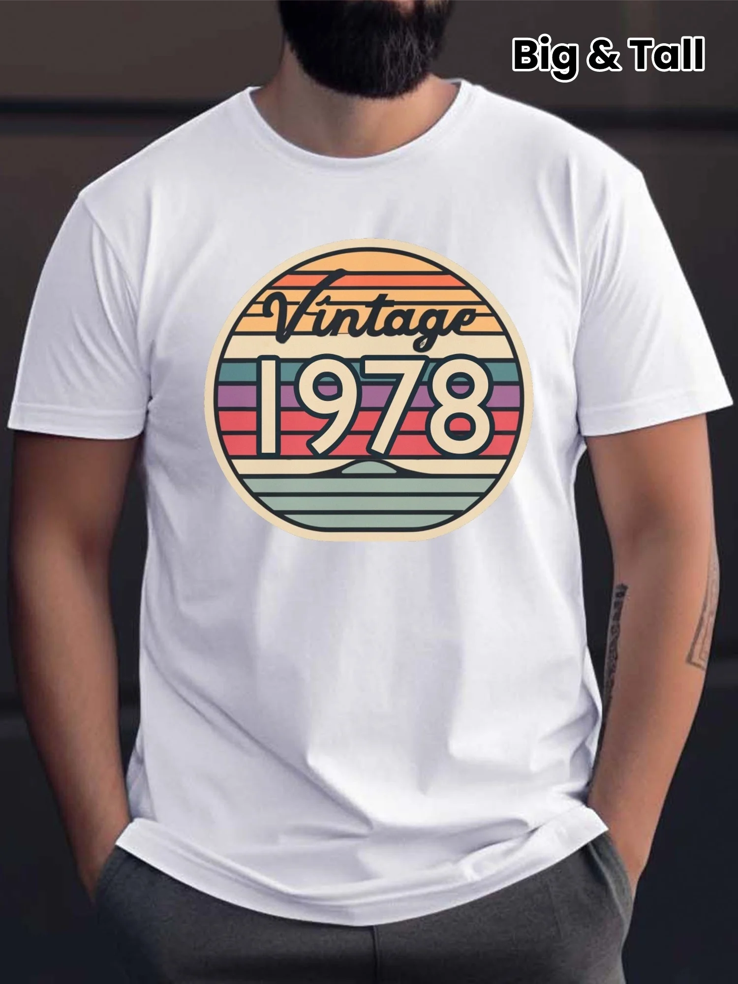 

1978 Vintage Throwback Men's Print T-shirt, Casual Short Sleeve Tees For Summer