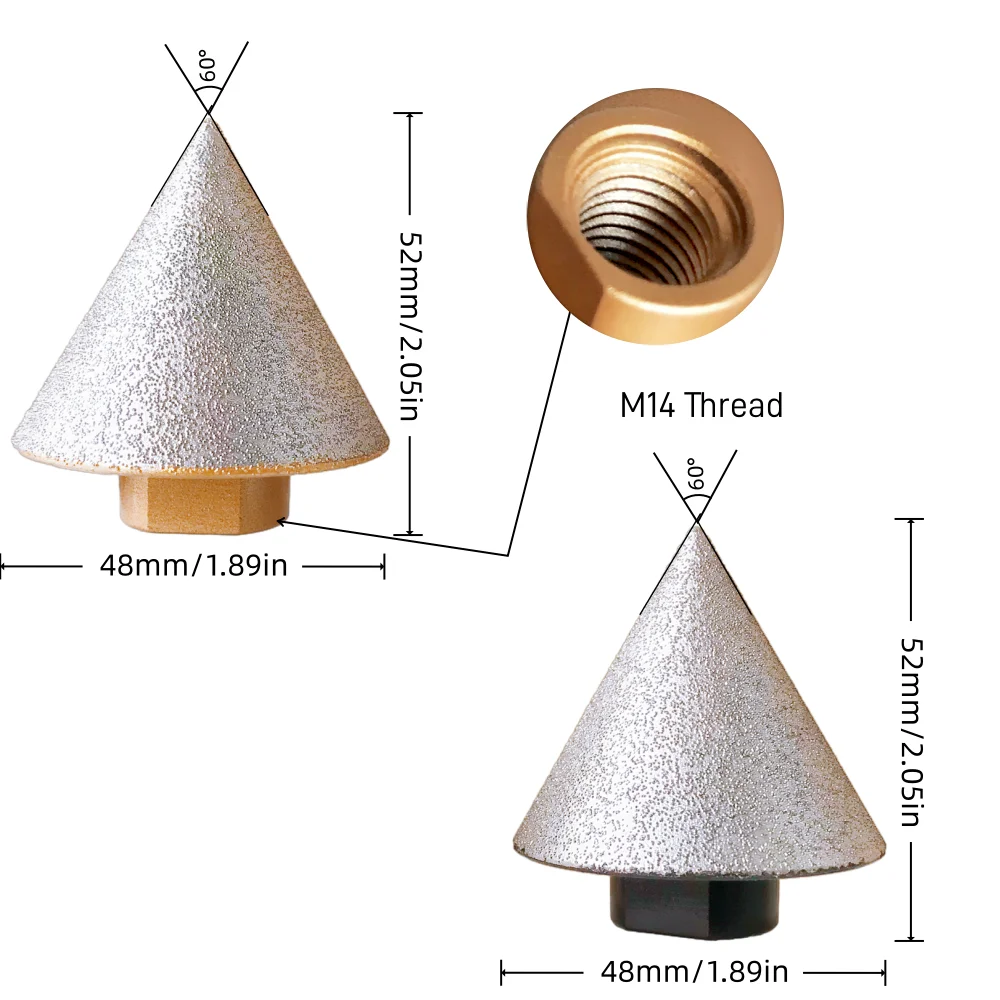 Foret diamant à noyau biseauté de 48mm, 1 pièce, utilisé pour agrandir des trous existents en céramique, céramique, granit et marbre
