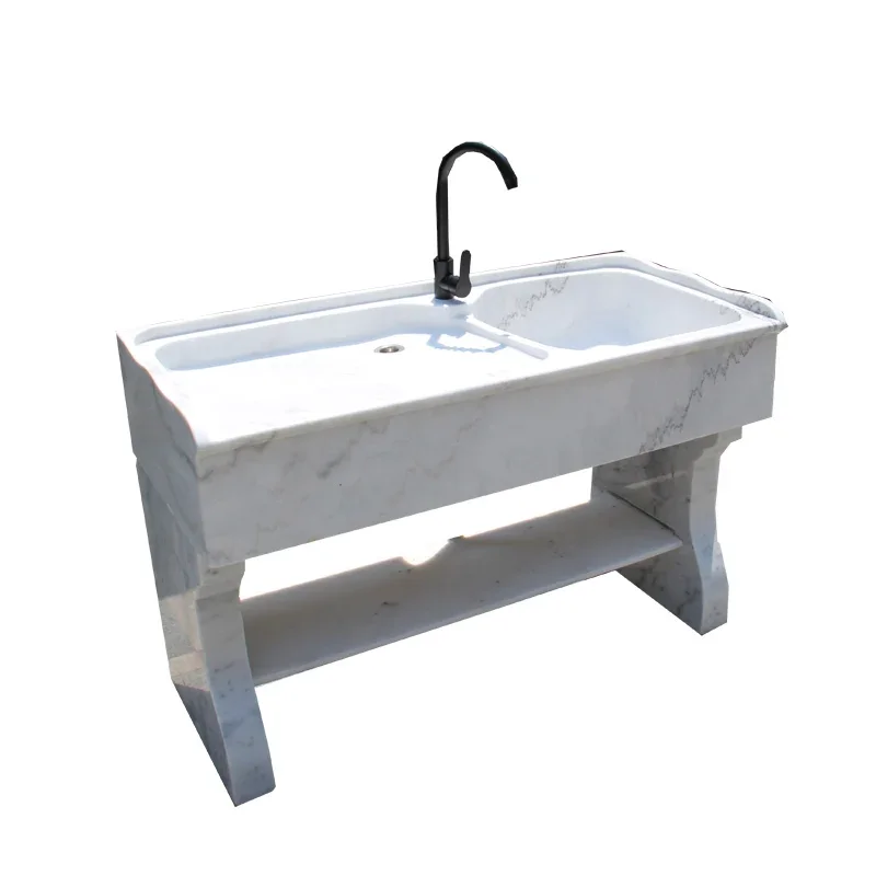 

ZQ Natural Granite Integrated Laundry Pool With Rubbing Board Stone Balcony Sink Pool Basin Outdoor Marble Laundry Sink