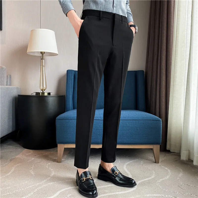 Men Solid Boutique Suits Pants Male Formal Wear Wedding Dress Trousers Quality Men British Style Business Casual Suit Pants 36