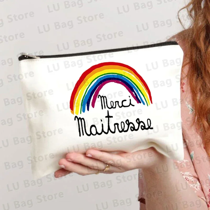 Rainbow Pattern Printed Makeup Bag Women\'s Lipstick perfume Canvas Bag Organizer Travel Shopping Decorative Handheld Wallet