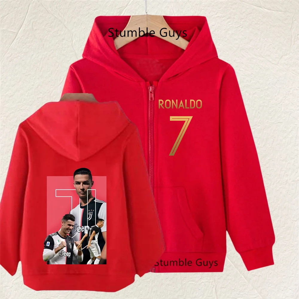 

Ronaldo Sweatshirts for Baby CR7 Children Top Football Star Back to School Zipper Hoodie Children's Boy's Clothing Messi Boys