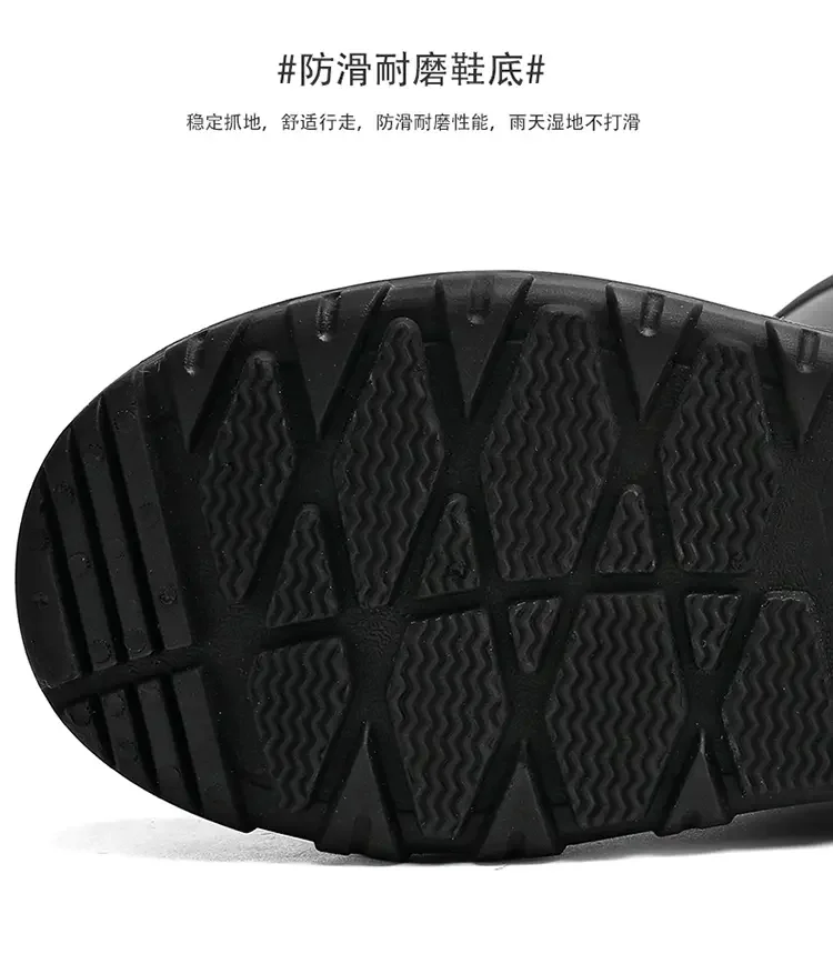 2026 Modische Herren-Regenstiefel mit Hohem Schaft, Wasserdicht, Rutschfest, Wärmend, für Outdoor, Autowäsche, Baustelle, Verschleißfest, mit Fleece-Futter – Detail 9