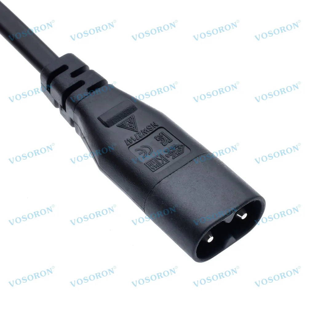 Conector IEC 60320 C8 a receptáculo C7, Cable adaptador principal de suministro de extensión macho a hembra, 30cm/60cm/180cm/300cm/500cm