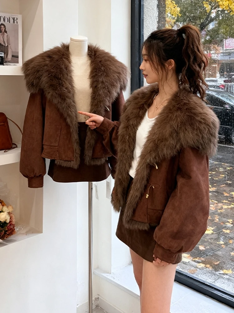 

Теплая женская зимняя куртка с плюшевым воротником, утепленная хлопком, корейский свободный крой, на молнии