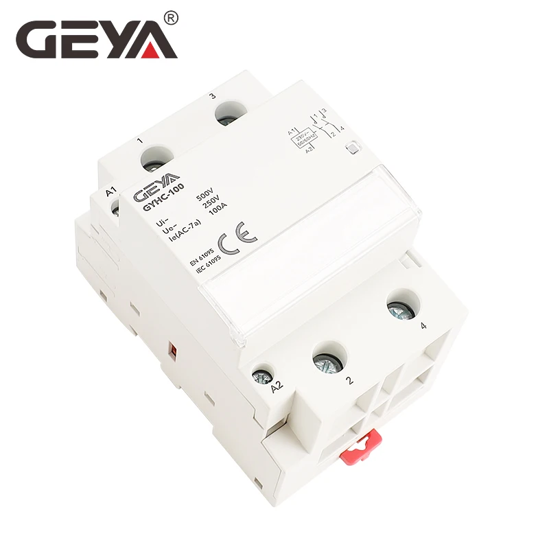 GEYA GYHC 2Pole 100A AC 220V 230V 50/60Hz Din Rail Household AC Modular Contactor Switch Controller Home Hotel Use