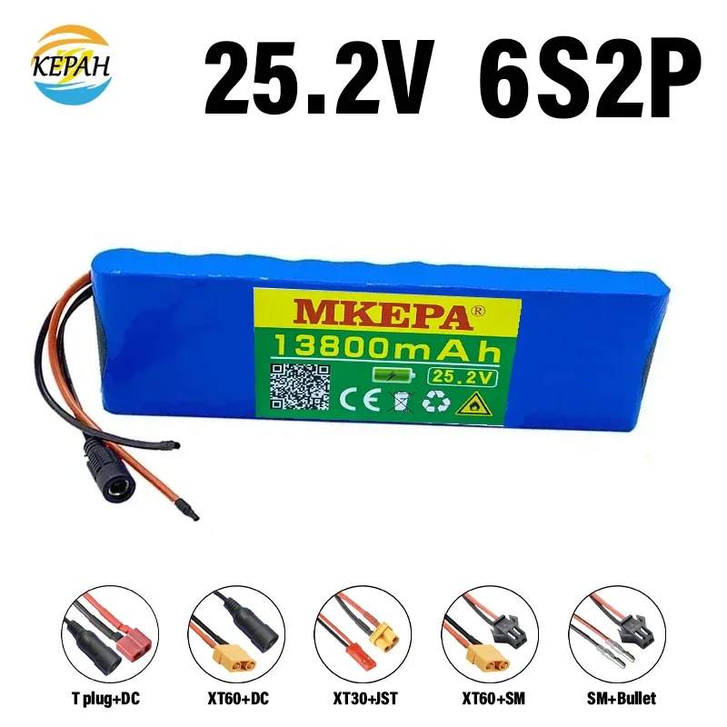6S2P 25,2 V 13,8 Ah Lithium-Akku 18650 wiederaufladbarer Lithium-Ionen-Akku 13800 mAh Kapazität 25,2 V Ladegerät