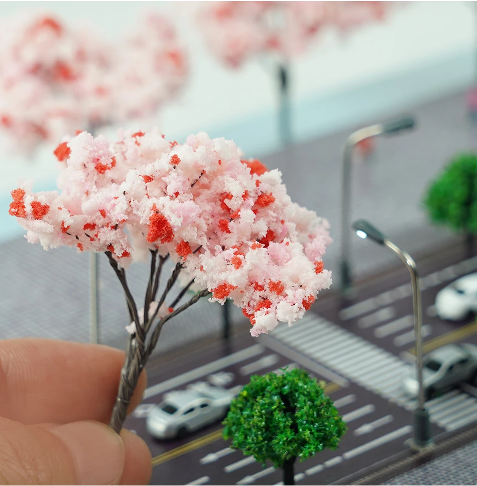 45mm/50mm/65mm/100mm/120mm Kirschbaum Modell HO/N Yard Baum Miniatur Landschaft Film Animation Szene Material Diorama – Detail 10