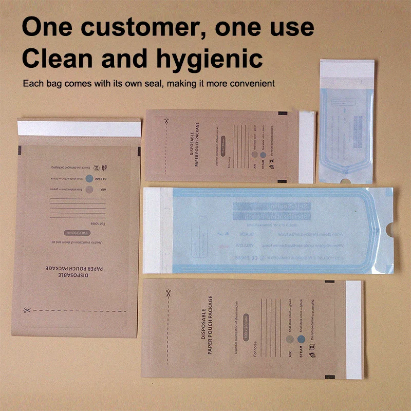 10Pcs Selbst-Dichtung Kraft Papier Tasche Einweg Desinfektion Tasche Nagel Werkzeuge Sterilisator Maniküre Taschen Sterilisation Beutel