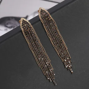 Long bass earrings for women, copper chain, fashion, outdoor, travel, carnival, banquet, party, holiday, dress gift, 2 pieces 10 Main Sales Bride Cadaver - №7