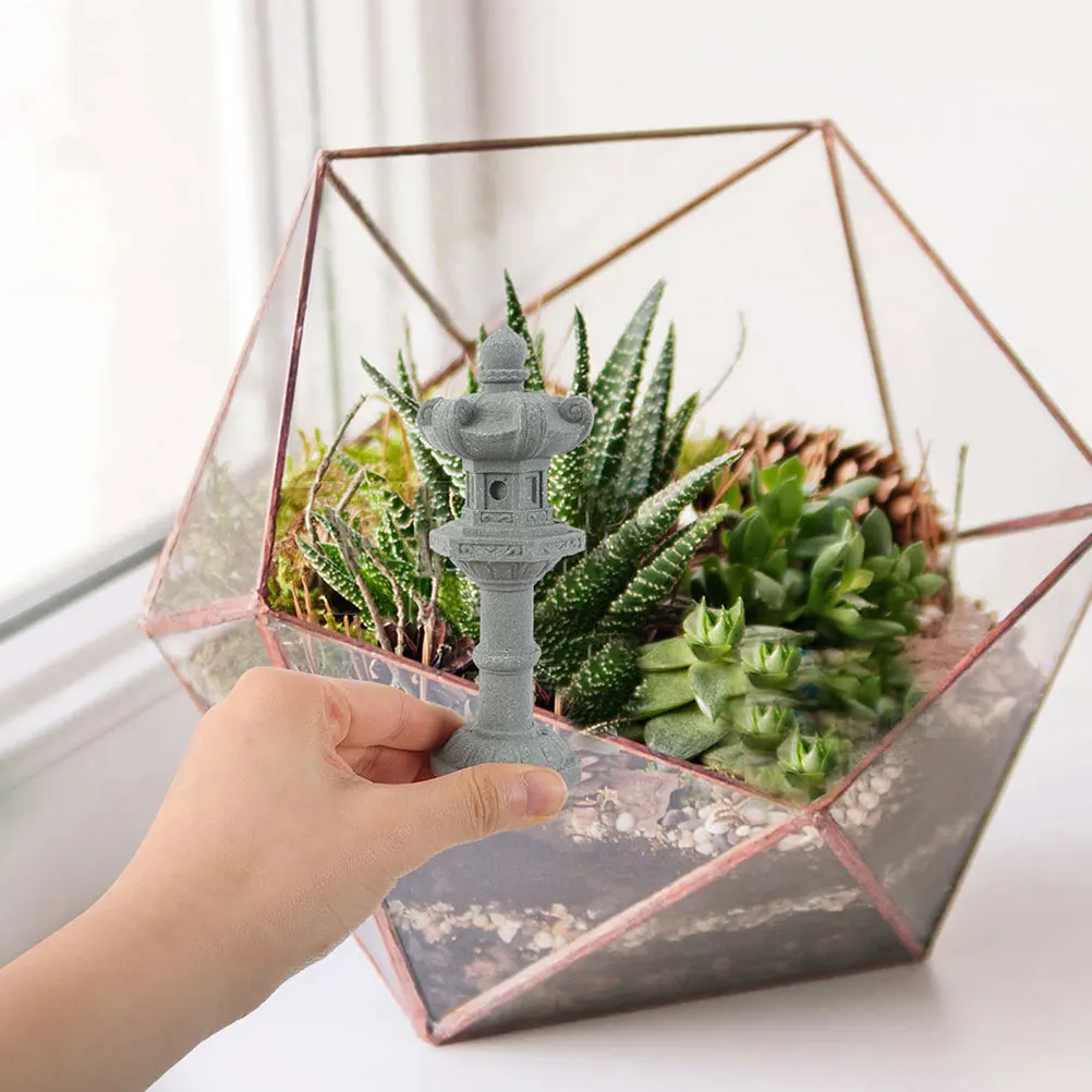

3 Pcs Mini Pagoda Sandstone Model Glass Zen Style Pavilion Adornment Simulated Gardening Bonsai Decor Small Size Garden Yard