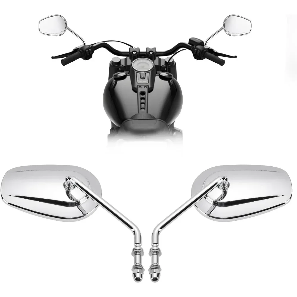 

M8 Motorcycle Rearview Side Mirrors 360° Degree Adjustable Chrome Long Stem for Harley Sportster Touring Dyna Softail