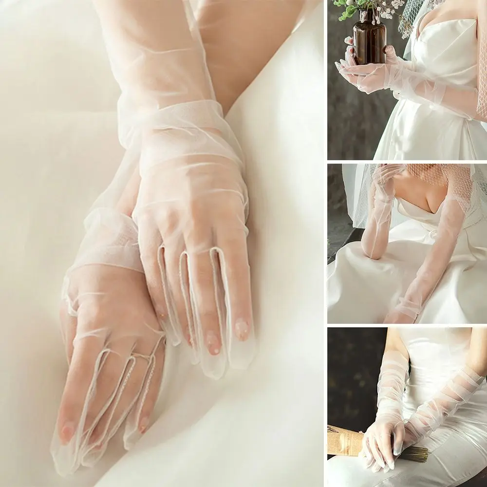 

Fashion Long Finger Ultra Thin Clothing Accessories Tulle Gloves Bridal Gown Mittens Party Dress Wedding Bridal Gloves