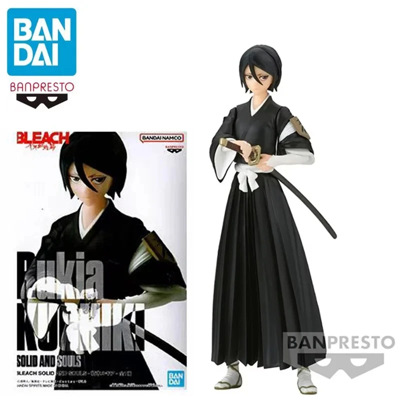

In Stock Bandai Original Solid and Souls Bleach Kuchiki Rukia Anime action figure Model Toys desktop ornament birthday gifts