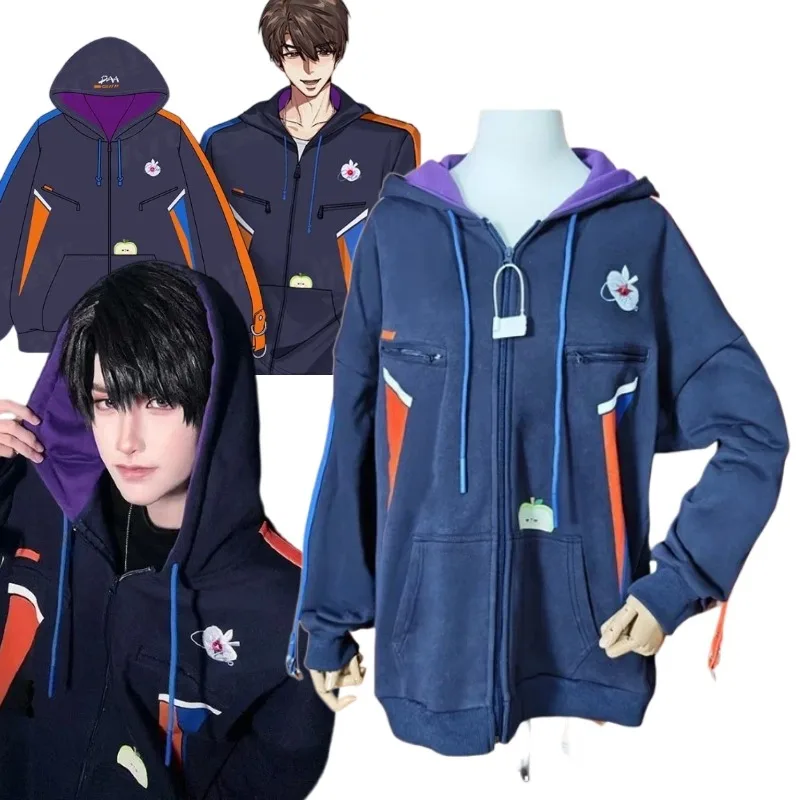 

Game Love and Deepspace Caleb Hooded Sweatshirt Cosplay Costume Jacket Zippered Coat Anime Casual Wear Cool Top Unisex