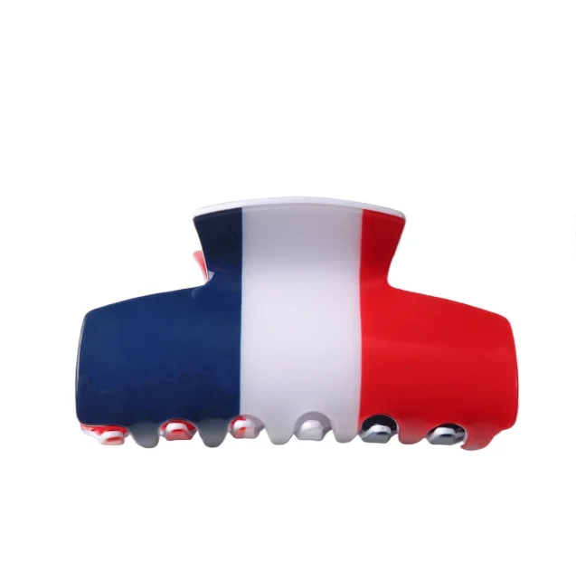 2024 Paris French flag hairpin striped color matching acetic acid hairpin female large shark clip