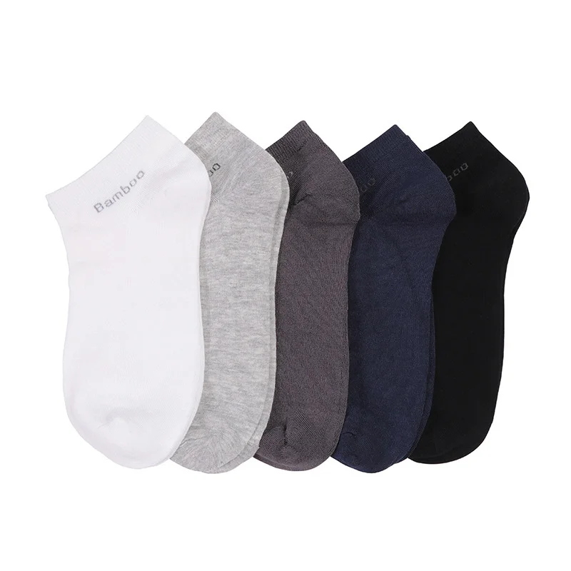 5 Pairs of Men\'s Bamboo Fiber Socks Summer High Quality Comfortable Breathable and Ankle Fashion Business Socks EU 35-42 Meais