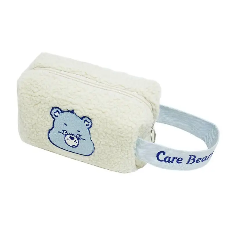 Care Bears Wrist Bag Cartoon Carebears Lamb Wool Embroidered Coin Purse Phone Bag Makeup Bag Large Capacity Handbag Girl Gifts