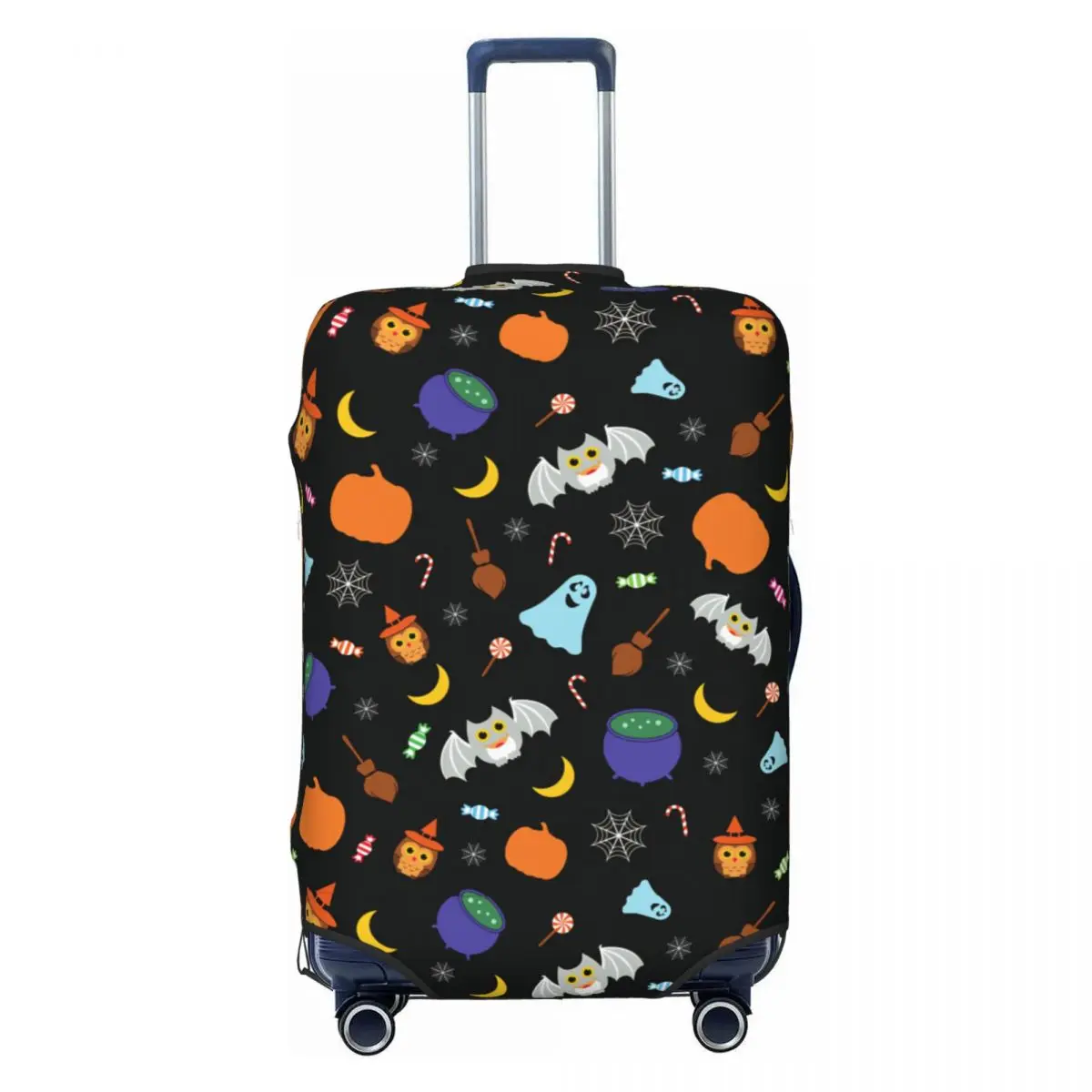 

Pumpkin Boo Moon Bat Spider Halloween Luggage Cover Elastic Travel Suitcase Protective Covers Fits 18-32 Inch