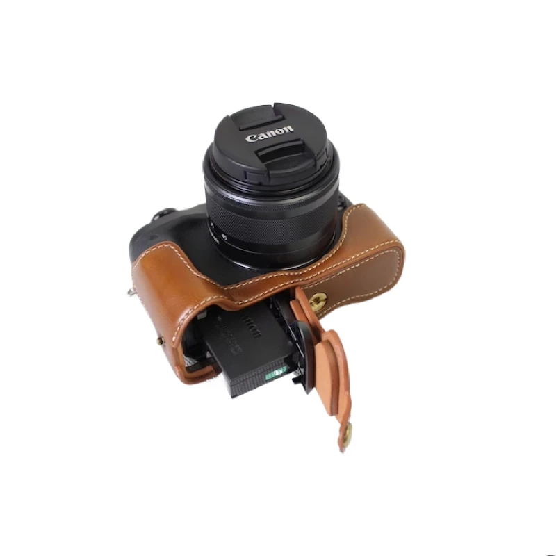 PU Leather Protective Half Body Cover For Canon EOS M6 EOSM6 Camera Half Case