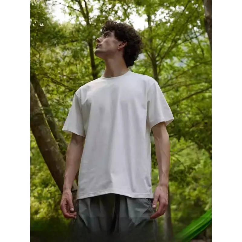 المتضخم الرجال طاقم الرقبة تي شيرت كلاسيكي بلون قصيرة الأكمام الرجال والنساء أربعة مواسم ارتداء عادية اليومية الأساسية #2