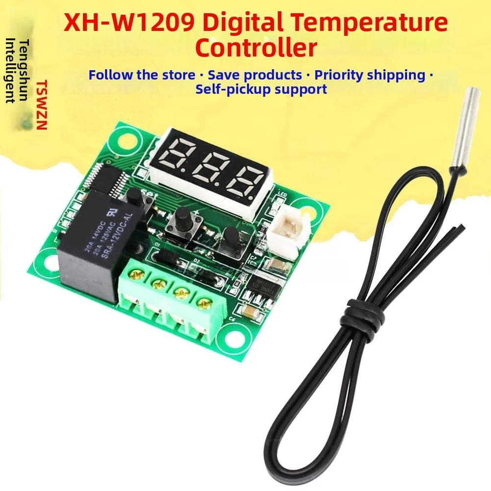 XH-W1209 Digital Temperature Controller DC 12V High Accuracy Thermostat Switch With Sensor For Heating Cooling Incubator Aquariu