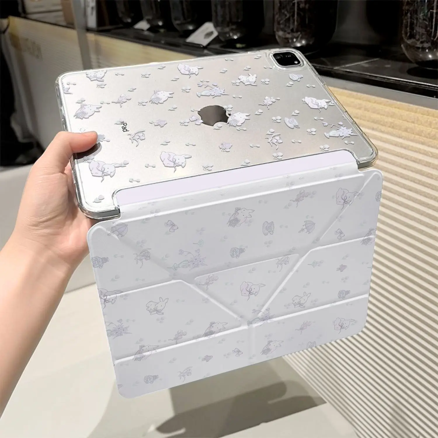 Kawaii Purple Rabbit New Tablet Case For iPad Pro 11 12.9in 13 M4 9.7 10.2 5/6th 7/8/9 10th 11th MINI Air 4 5 6 7 Trifold Case