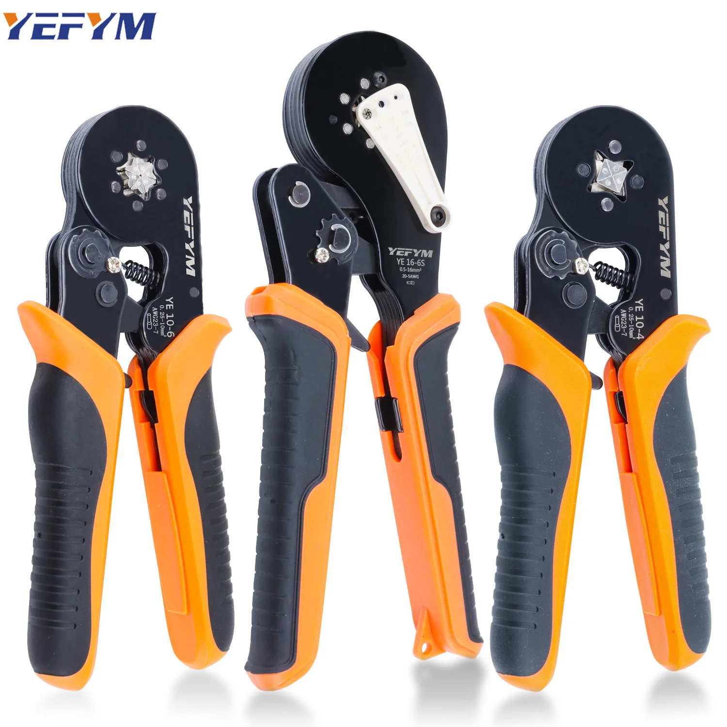 Pin Tube Terminal Crimping Pliers Sets Manual Portable Cold Crimp YEFYM Ratchet Tools YE10-4/10-6/16-6S for E-Type Tube