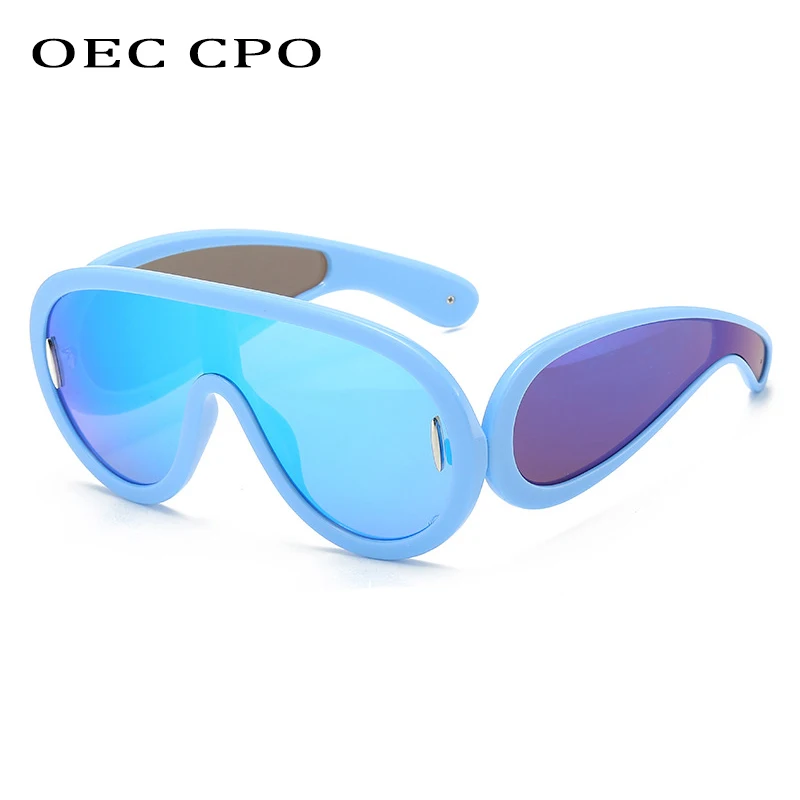 

New Trends Y2k Punk Sunglasses Women Goggle Luxury Brand One piece Eyewear Men Oversized Oval Sports Sun Glasses Female Shades