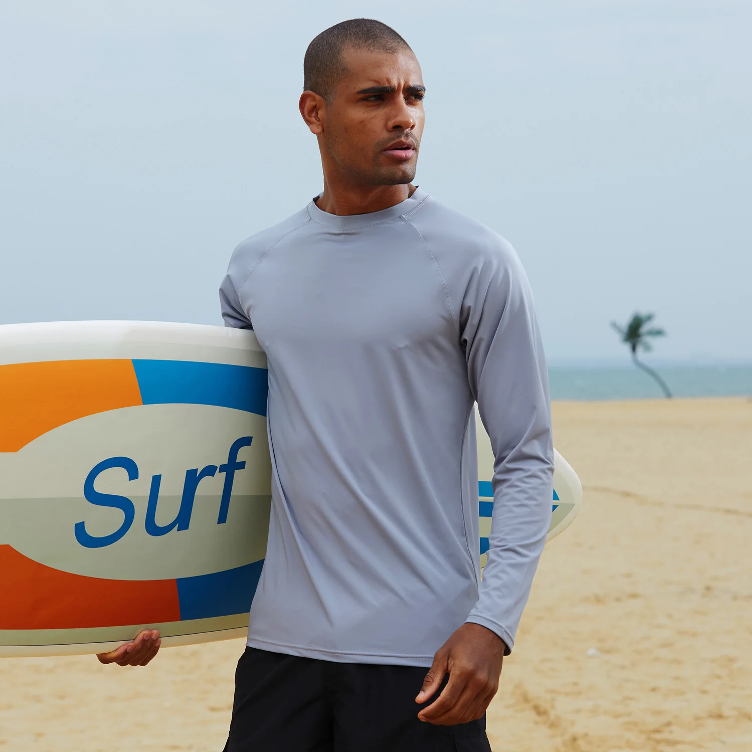 Herren Langarm Schwimm hemden Rash guard bis 50 UV Sonnenschutz hemd sportliches Training Laufen Wandern T-Shirt Bade bekleidung – Detail 21