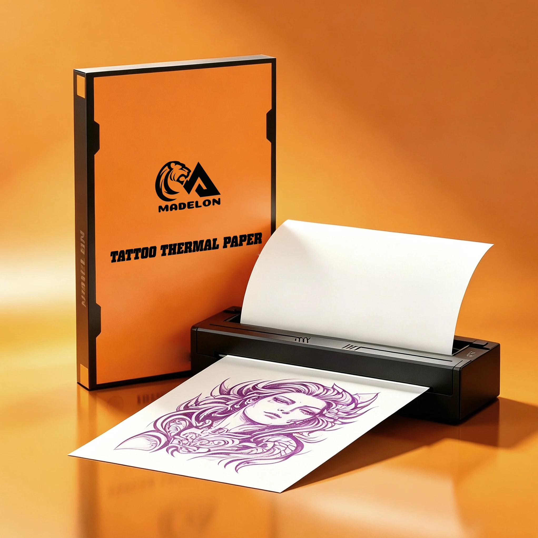 MADELON 100 Feuilles de Papier Transfert pour Tatouage Format A4, Papier Thermique pour Copieur, Papier à Transfert pour Artistes Tatoueurs