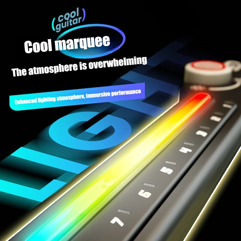 Guitarra eléctrica sin cuerda de juguete con mezclador de DJ de simulación, luz fría, conexión inalámbrica Bluetooth 5,0, regalos para niños y niñas