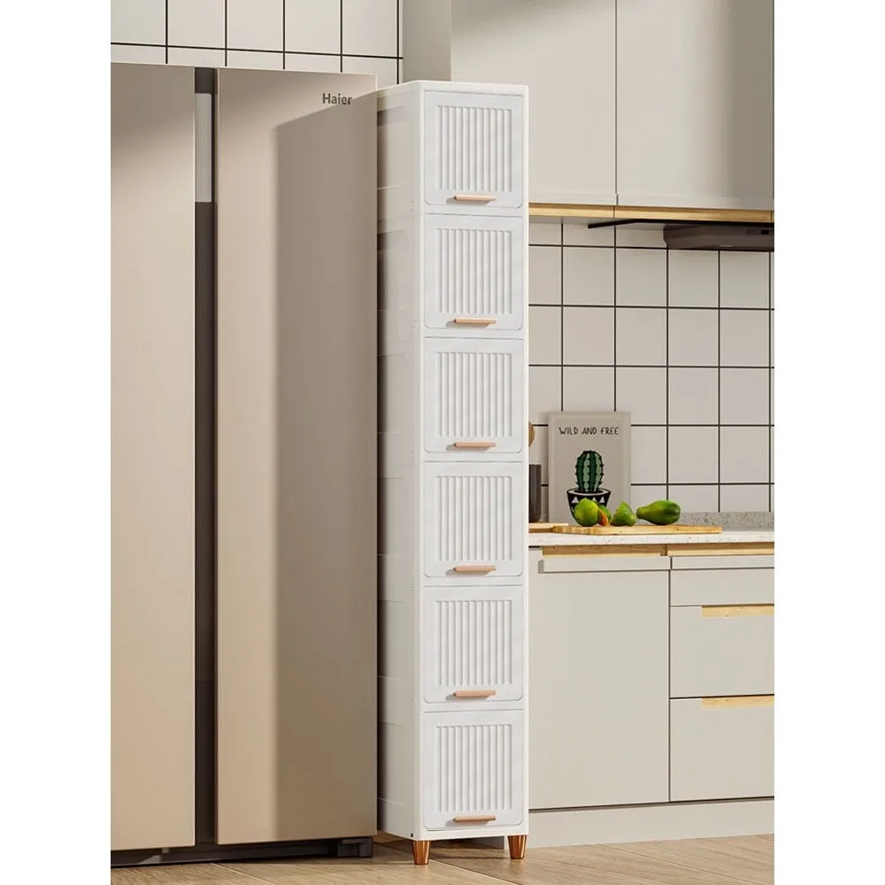 

Bathroom Kitchen Storage Cabinet Narrow Corner Shelf Waterproof Side Rack Organizer for Fridge Simple Design PP Material