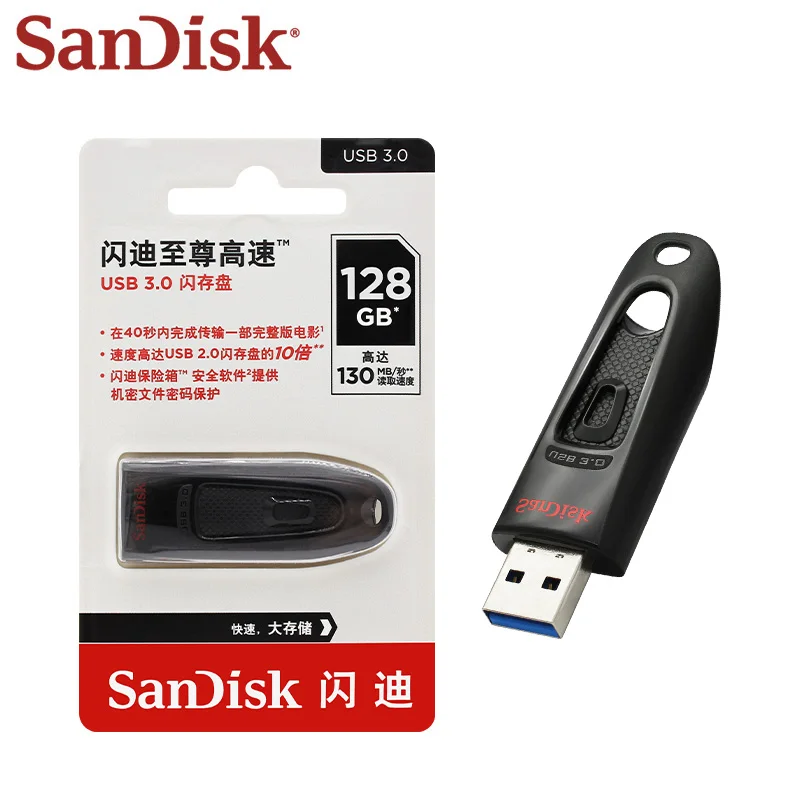 Czarny Pendrive CZ48 SanDisk 100% Oryginalny USB 3.0 Flash Drive Pamięć Flash 16GB 32GB 64GB 128GB 256GB 512GB Max 130Mb/s — zdjęcie produktu 6