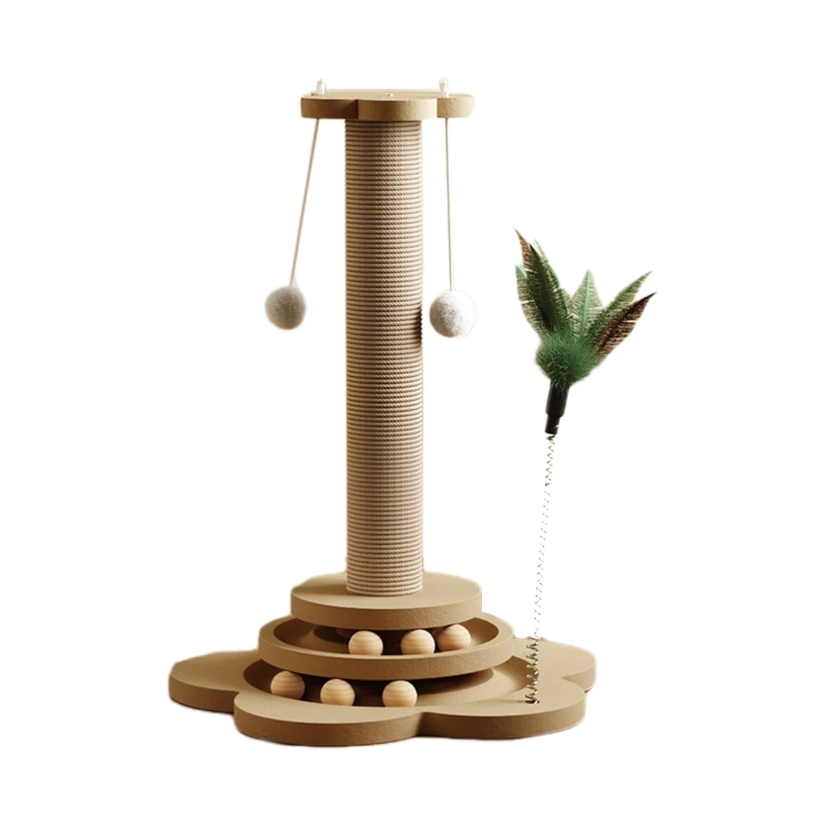 Colorable Solid Wood Cat Toy Fun Stick Durable Sisal Scratching Board Supplies Catch Column