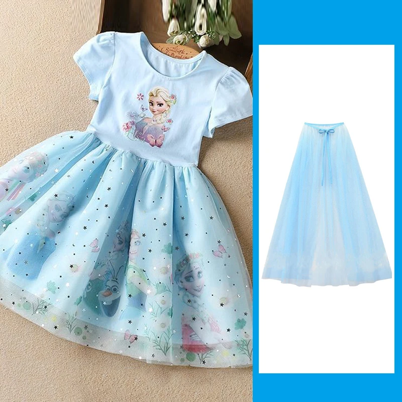 

Disney Frozen New Girls Dress Summer Children's Elsa Anna Princess for Girl Short Sleeve Ball Gown Carnival Party Dresses 2-8Y