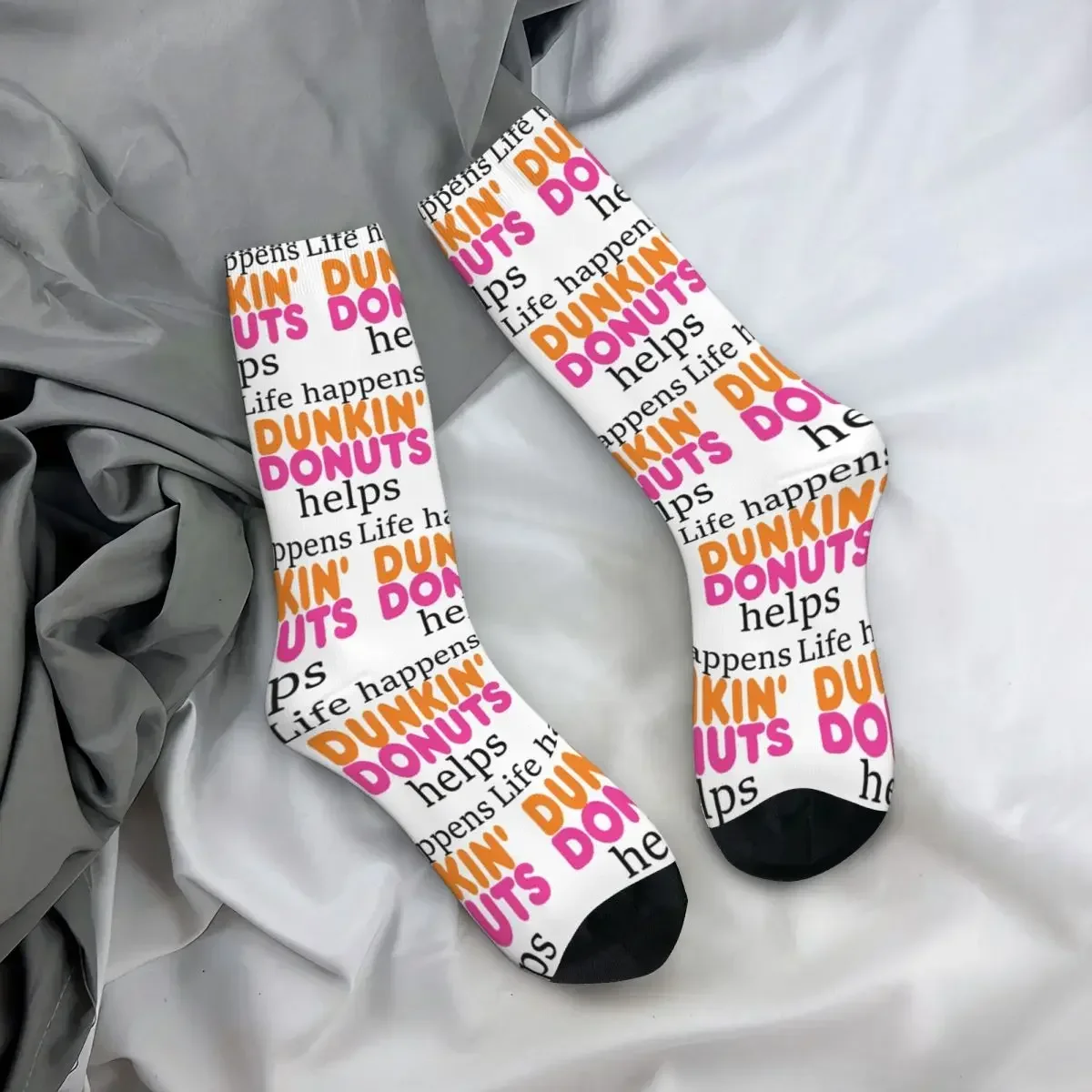 Life Happens... Dunkin Donuts pomaga skarpetki Harajuku pończochy pochłaniające pot całoroczne długie skarpetki akcesoria na prezenty unisex