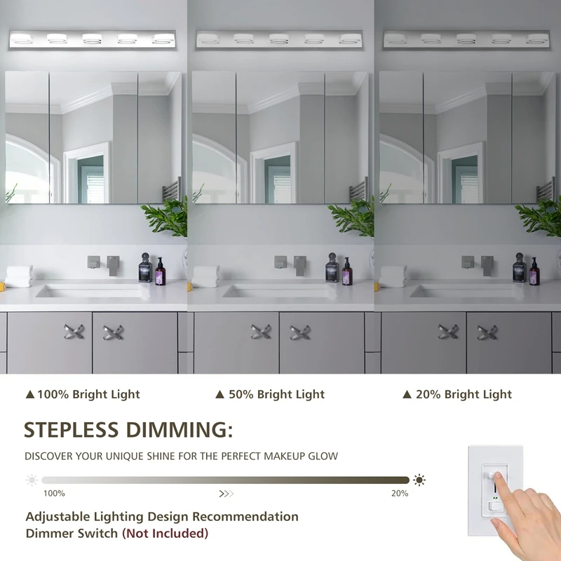 4/5/6 - light LED Bathroom Vanity Light, 5500K Dimmable, 270° Rotatable - Perfect for Dressing Room & Makeup Room