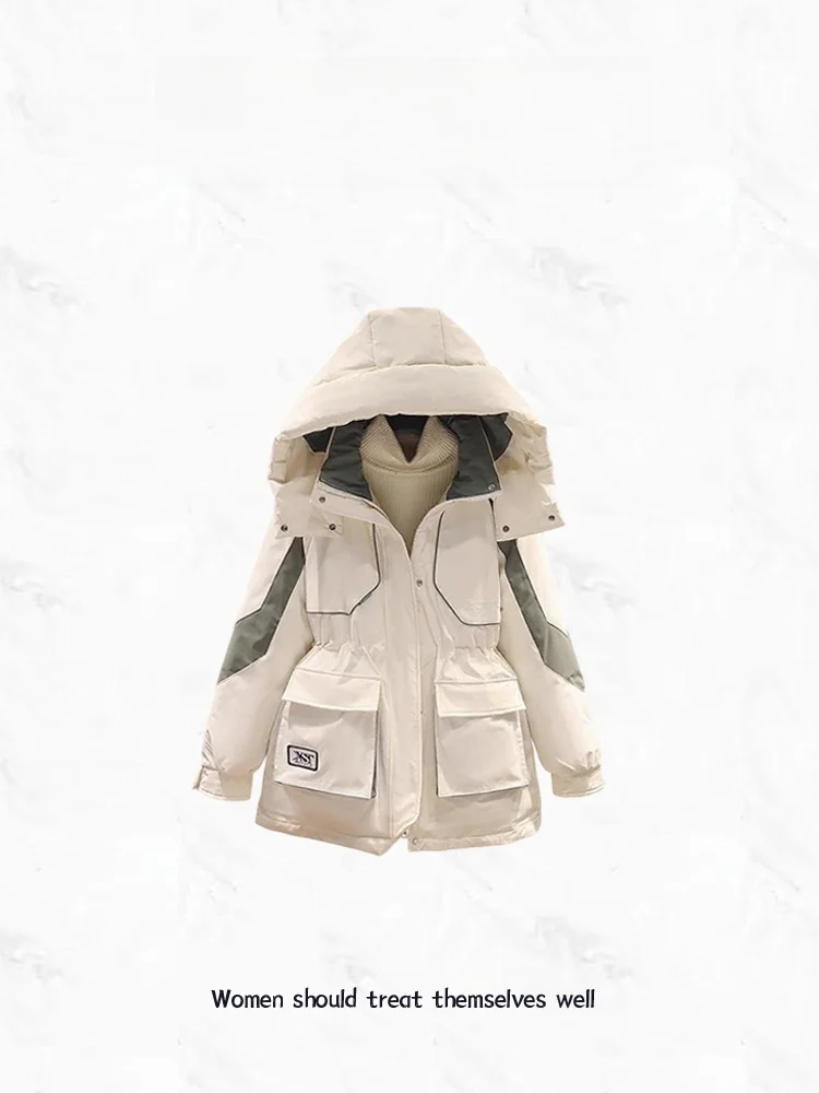 

Faionable Thiened Fce Women's Cotton Jaet Waist-Cinching Mid-Length Coat Casual Winter New Arrival Parka Coat