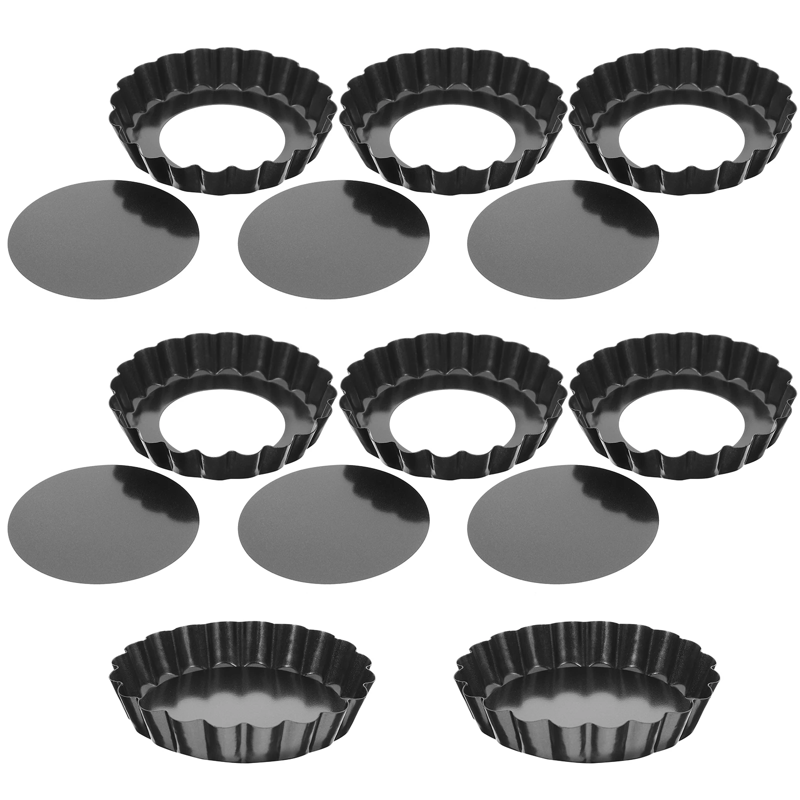 

8pcs Mini Tart Pans Removable Bottom 3 Inch Black Carbon Steel Baking Tray Molds Egg Tarts Pies Kitchen Bar Supplies