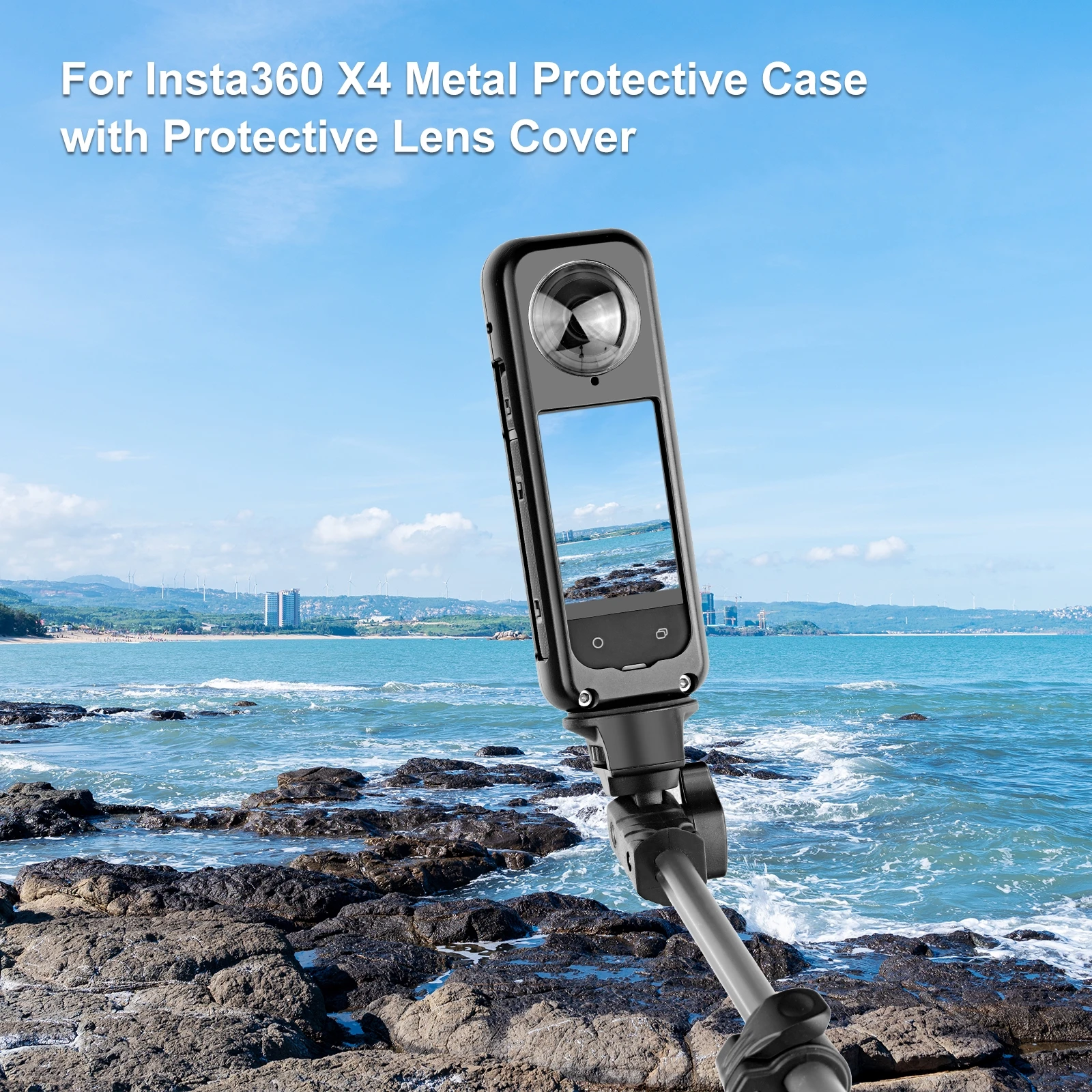 PULUZ Metal Protective Cage Rig Housing Frame with Lens Protector For Insta360 X4