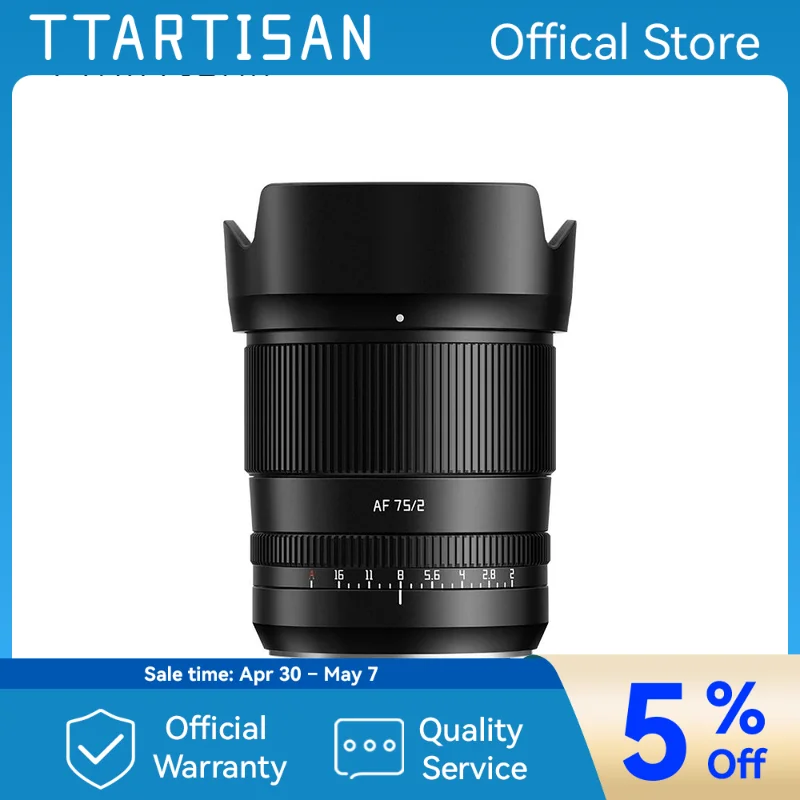 Objectif d'appareil photo sans miroir plein format TTArtisan Auto Focus 75mm F2 monture L pour SL SL2 TL2 CL FP FPL Lumix Panasonic S9 S5 S5II S3 S1