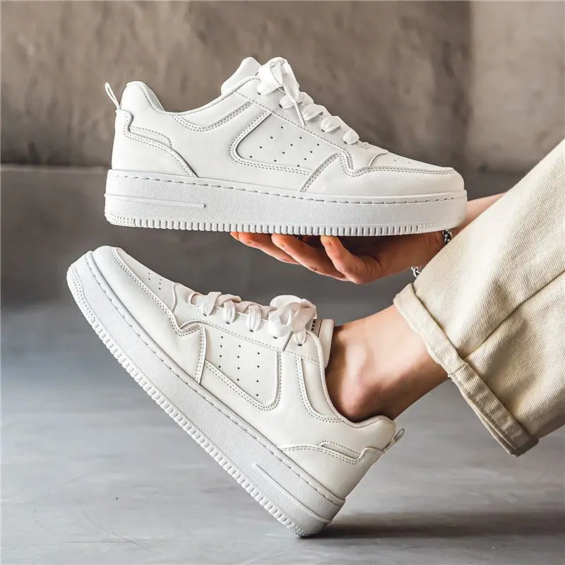 

Men's Spring and Autumn Breathable Chunky Thick Sole Invisible Elevator White Sneakers Fashion Casual Sports Shoes